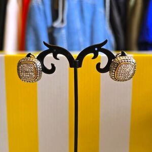 Elegant Joan Rivers Silver and Gold Stud Earrings